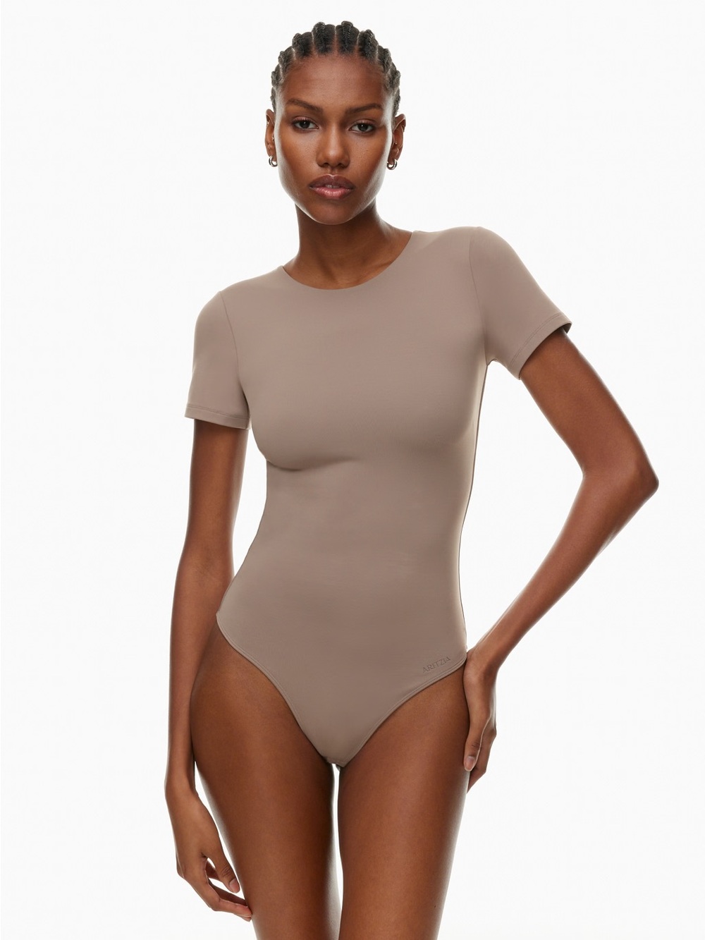 Women's Short Sleeve Bodysuit in khaki